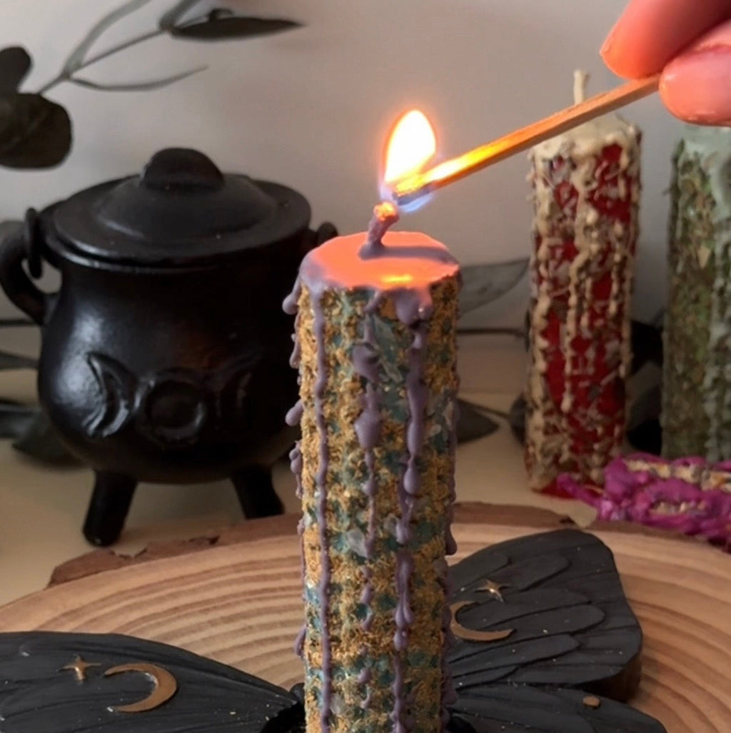 Vela de Miel Claridad · Turquesa con Cuarzo Blanco